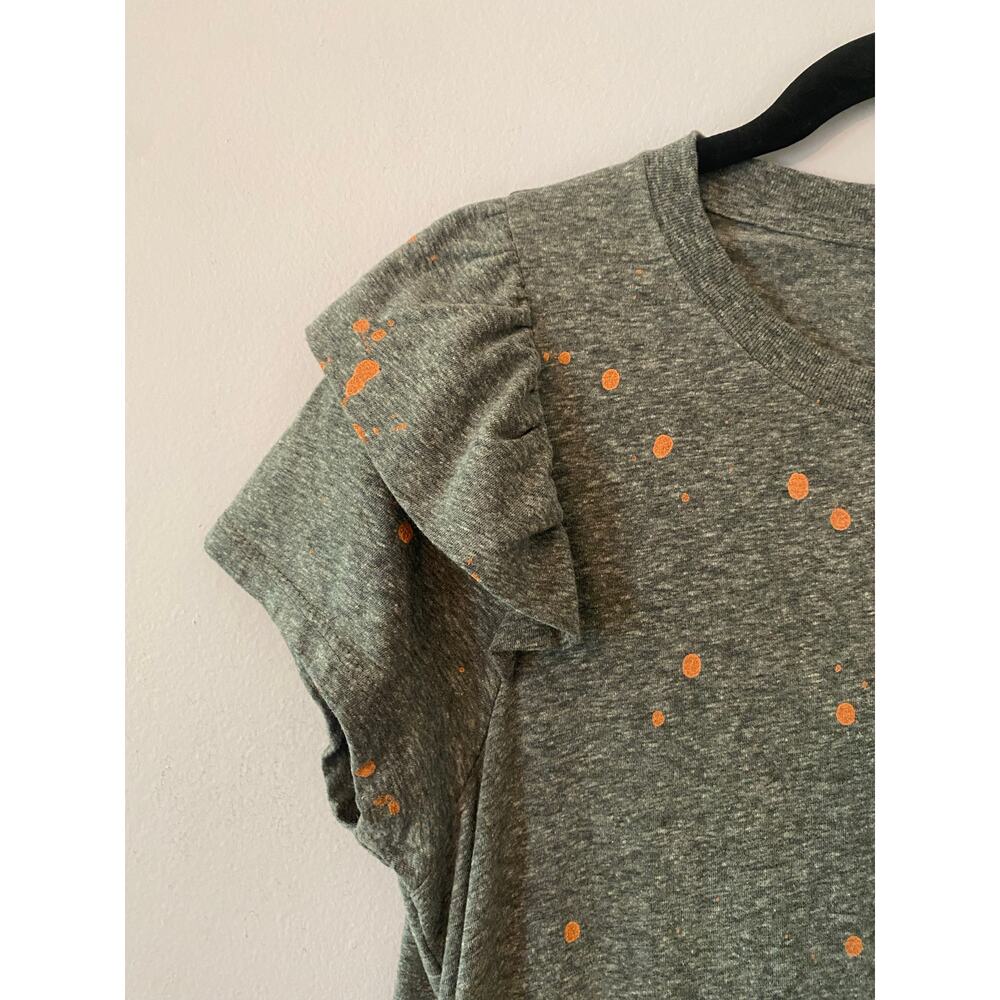 NWT Clare V. Gray Orange Splatter Ruffle Sleeve Knee Length Dress Women's Small - Picture 3 of 12
